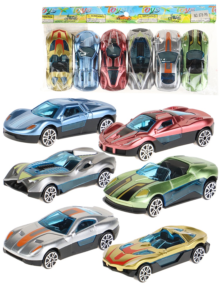 Машинка (6 шт. в наборе, цвет микс, 7х3х2 см, в пакете) (Арт. 2440061)