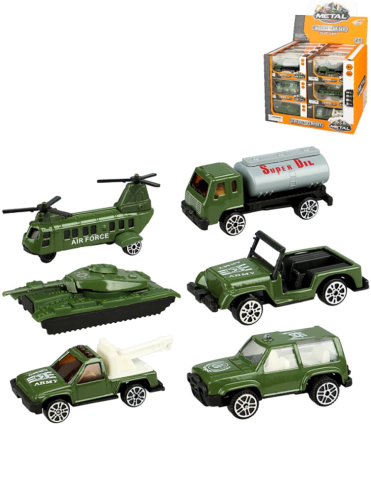 Машинка "Военная"(10,2х5,2х4,2 см, металлическая, микс, 24 шт. в шоубоксе)(Арт. 2176214)