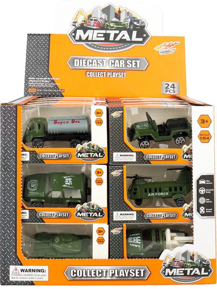 Машинка "Военная"(10,2х5,2х4,2 см, металлическая, микс, 24 шт. в шоубоксе)(Арт. 2176214)