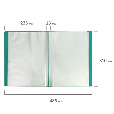 Папка 20 вкладышей BRAUBERG "Office", зеленая, 0,5 мм