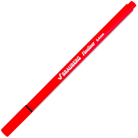 Ручка капиллярная BRAUBERG "Aero", трехгранная, металлический наконечник, 0,4 мм, красная