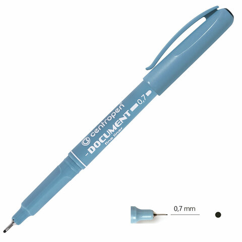 Ручка капиллярная CENTROPEN "Document", ЧЕРНАЯ, трехгранная, линия письма 0,7 мм