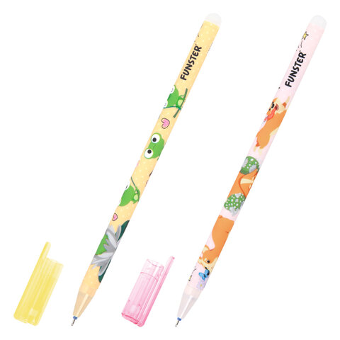 Ручка стираемая гелевая с принтом FUNSTER (ФАНСТЕР) CUTE ANIMALS, СИНЯЯ, корпус ассорти, игольчатый наконечник 0,5 мм, линия 0,35мм 144410