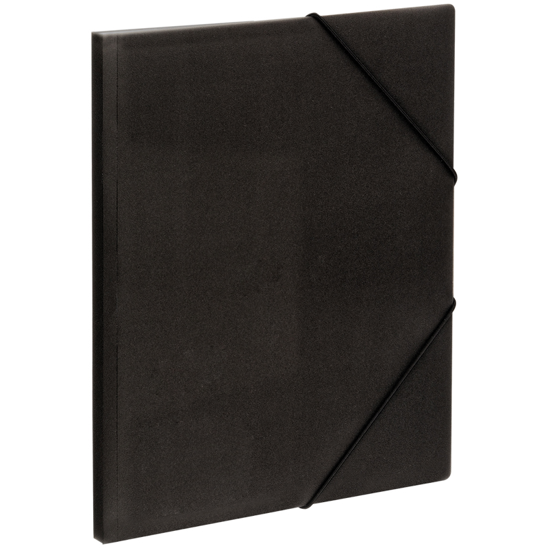Папка на резинке OfficeSpace А4, 400мкм, черная полупрозрачная