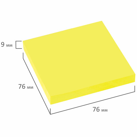 Блок самоклеящийся (стикеры), STAFF НЕОНОВЫЙ, 76х76 мм, 100 листов, желтый