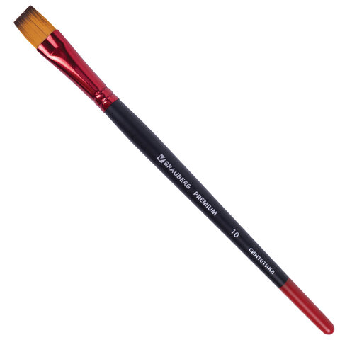 Кисть синтетика, плоская № 10, BRAUBERG PREMIUM