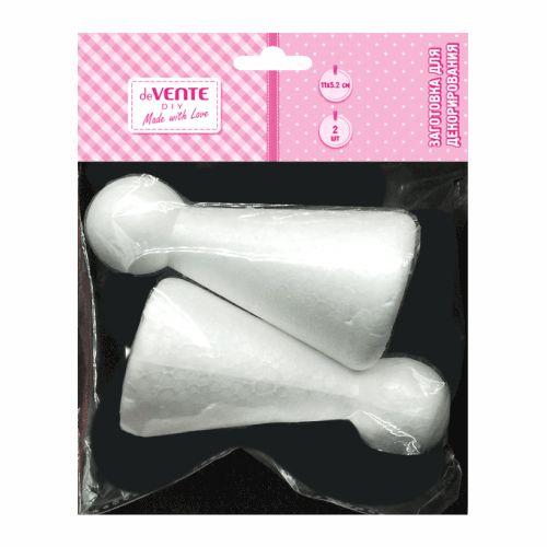 Набор д/декорирования deVente "Заготовка для декорирования. Ангелы" 110x52 мм, 2 шт, белые, пенополистирол