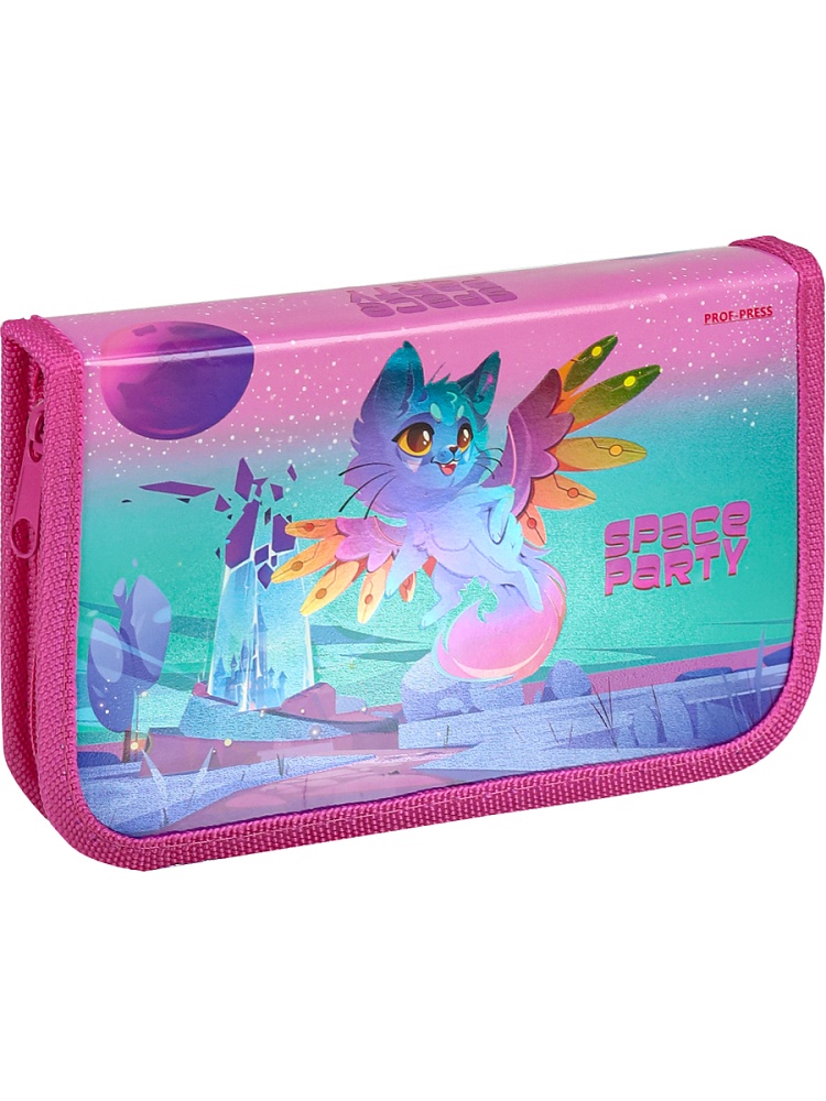 Пенал 1-секц, большой ИНОПЛАНЕТНЫЙ КОТИК (ПН-4952) 190х115, глянц.ламинир.,твин-лак, хол. фольга