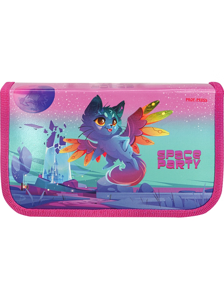 Пенал 1-секц, большой ИНОПЛАНЕТНЫЙ КОТИК (ПН-4952) 190х115, глянц.ламинир.,твин-лак, хол. фольга