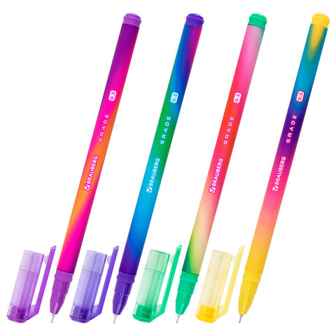Ручка гелевая BRAUBERG GRADE NEON, ЧЕРНАЯ, игольчатый узел 0,5 мм, линия письма 0,3 мм