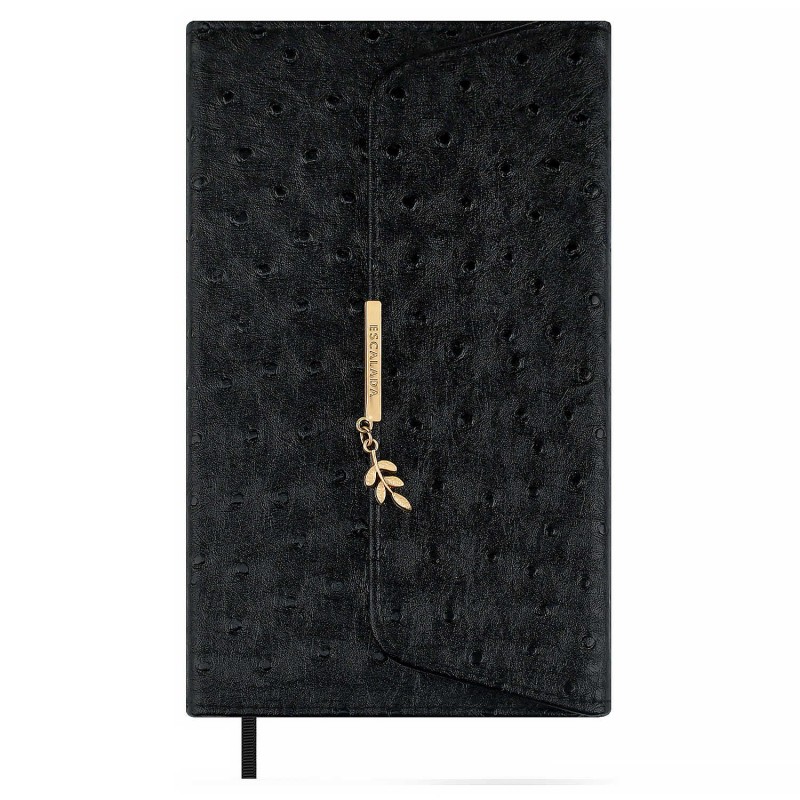 Ежедневник недатированный ESCALADA, А5, 160 л., арт. 70668/ 15 СТРАУС ЧЁРНЫЙ (кожзам: 126х211 мм, твёрдый переплёт, материал обложки: искусственная ко