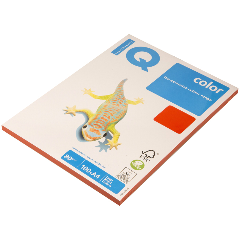 Бумага IQ "Color intensive" А4, 80г/м2, 100л. (кораллово-красный)