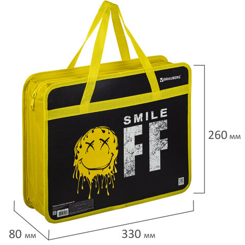 Папка на молнии с ручками BRAUBERG А4, 1 отделение, пластик, 80 мм, OFF, 271465