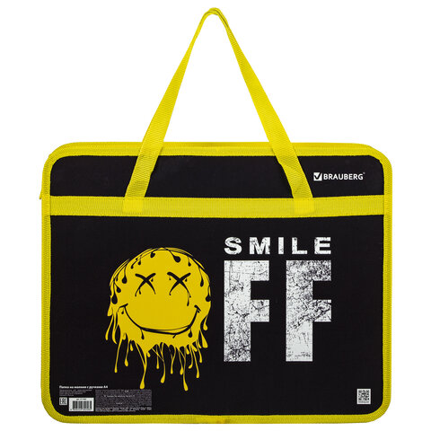 Папка на молнии с ручками BRAUBERG А4, 1 отделение, пластик, 80 мм, OFF, 271465