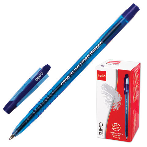 Ручка шариковая масляная CELLO "Slimo", корпус тонированный синий, узел 1 мм, линия 0,8 мм, синяя