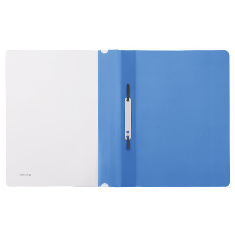 Скоросшиватель пластиковый BRAUBERG, А4, 130/180 мкм, голубой