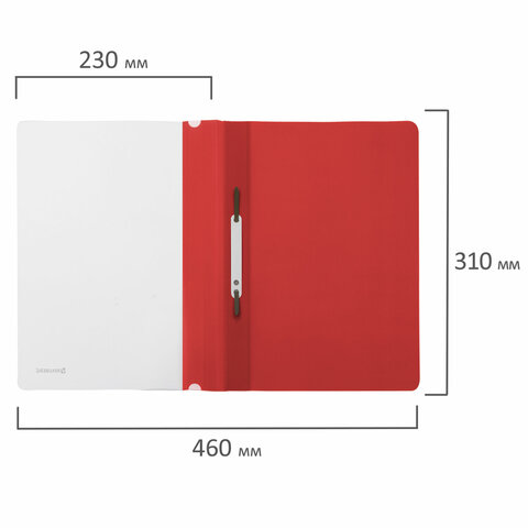 Скоросшиватель пластиковый BRAUBERG, А4, 130/180 мкм, красный