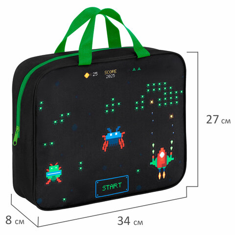 Папка на молнии с ручками BRAUBERG А4, 1 отделение, полиэстер, 80 мм, "Space strike"