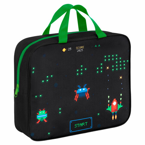 Папка на молнии с ручками BRAUBERG А4, 1 отделение, полиэстер, 80 мм, "Space strike"