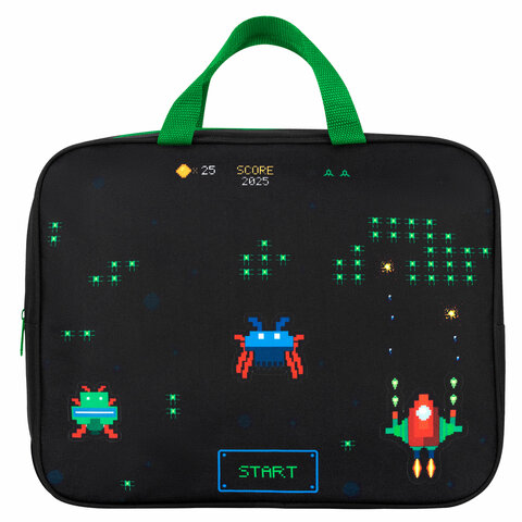 Папка на молнии с ручками BRAUBERG А4, 1 отделение, полиэстер, 80 мм, "Space strike"