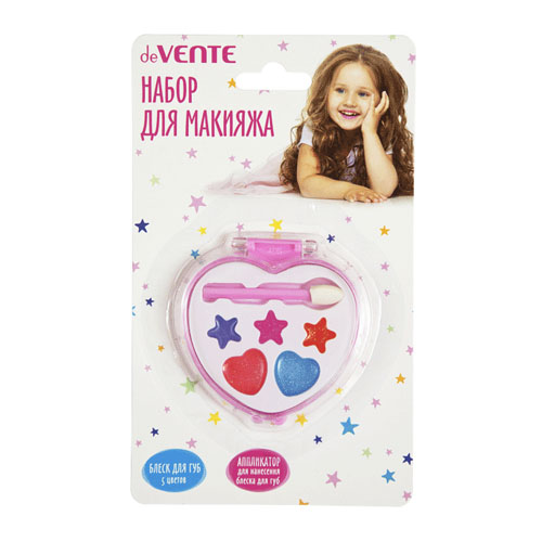 Набор детской декоративной косметики deVente (блеск 5цв, аппликатор) в форме сердца