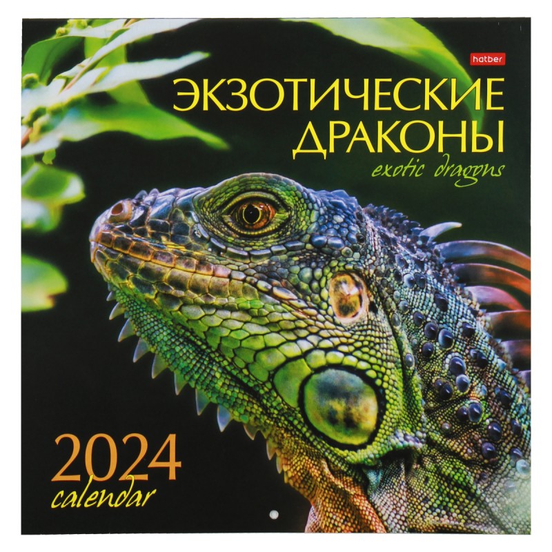 Календарь настенный 2024г перекидной, 30*30 см, на скобе Эконом Экзотические драконы Год дракона Hatber