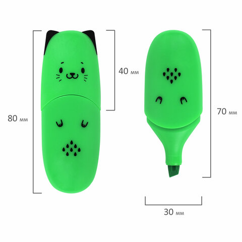 Набор текстовыделителей мини 6 ЦВЕТОВ BRAUBERG KIDS CUTE CATS NEON, линия 1-5 мм, 152435