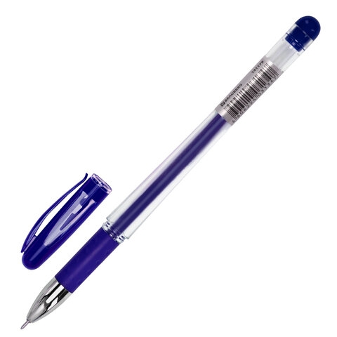 Ручка гелевая с грипом BRAUBERG Fine Gel, СИНЯЯ, игольчатый узел 0,5 мм, линия письма 0,35 мм, 141179