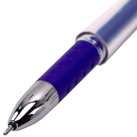 Ручка гелевая с грипом BRAUBERG Fine Gel, СИНЯЯ, игольчатый узел 0,5 мм, линия письма 0,35 мм, 141179