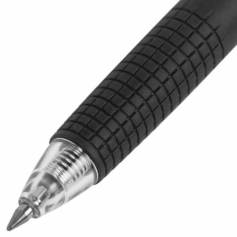 Ручка гелевая автоматическая с грипом BRAUBERG GLA, ЧЕРНАЯ, стандартный узел 0,5 мм, линия письма 0,35 мм, 144215