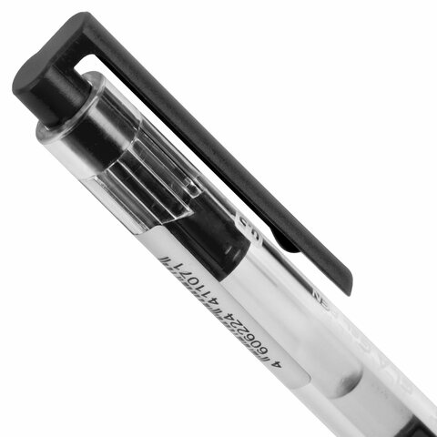 Ручка гелевая автоматическая с грипом BRAUBERG GLA, ЧЕРНАЯ, стандартный узел 0,5 мм, линия письма 0,35 мм, 144215