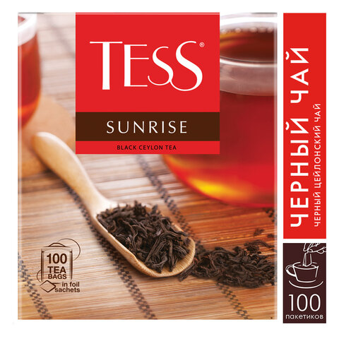 Чай TESS (Тесс) "Sunrise", черный цейлонский, 100 пакетиков по 1,8 г