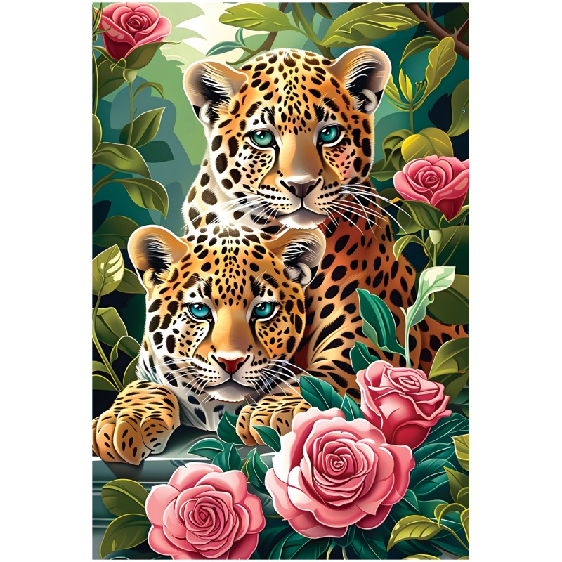 Пазл 160 эл. ТРИ СОВЫ "Леопарды в цветах"