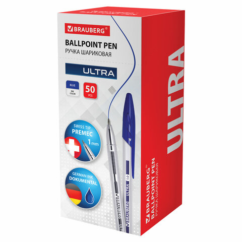 Ручка шариковая BRAUBERG "ULTRA", СИНЯЯ, узел 1 мм, чернила ГЕРМАНИЯ, наконечник ШВЕЙЦАРИЯ