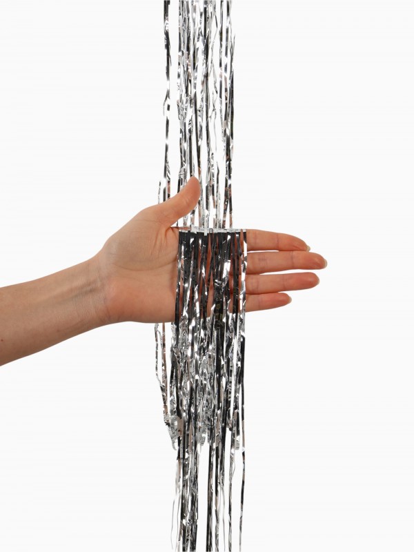 Дождик новогодний серебристый, b-7.5 см, L-200 см