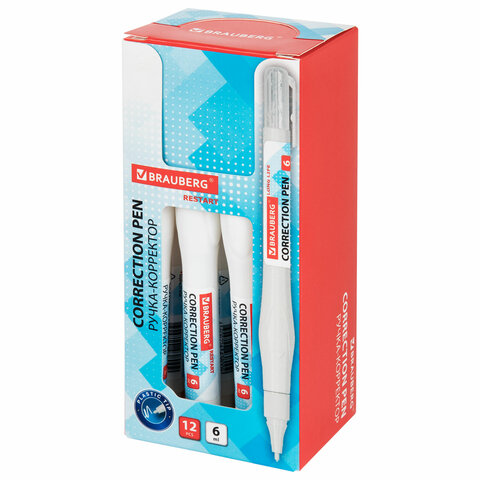 Ручка-корректор с улучшенным пластиковым наконечником BRAUBERG RESTART, 6 мл