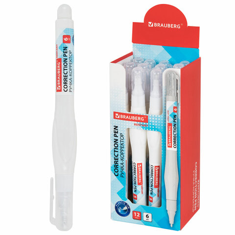 Ручка-корректор с улучшенным пластиковым наконечником BRAUBERG RESTART, 6 мл