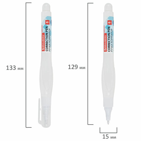 Ручка-корректор с улучшенным пластиковым наконечником BRAUBERG RESTART, 6 мл