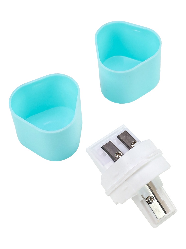 Точилка для карандашей 2 отв (ТК-0331) с контейнером, пластмассовая, ассорти, крат12