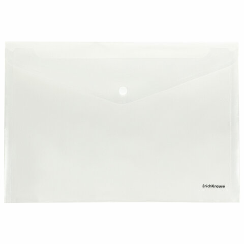 Папка-конверт с кнопкой ERICH KRAUSE "Fizzy Clear", А4, до 120 листов, прозрачная, 0,12 мм