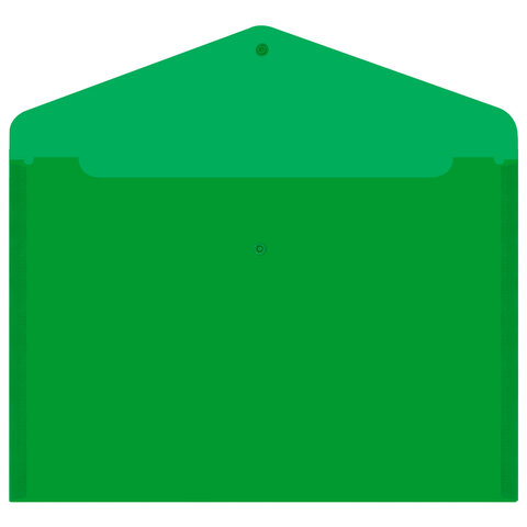 Папка-конверт с кнопкой прозрачная А4 BRAUBERG UNIVERSAL, до 100 листов, зеленая, 0,15 мм