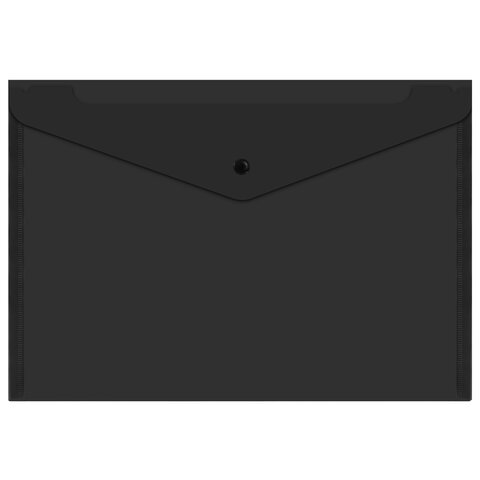 Папка-конверт с кнопкой прозрачная А4, BRAUBERG "UNIVERSAL", до 100 листов, черная, 0,15 мм