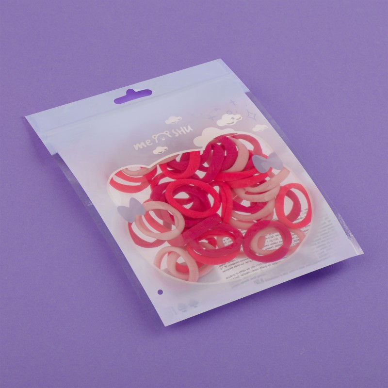 Резинки для волос MESHU, розовые ассорти, 40шт., диаметр 2,5см, европодвес