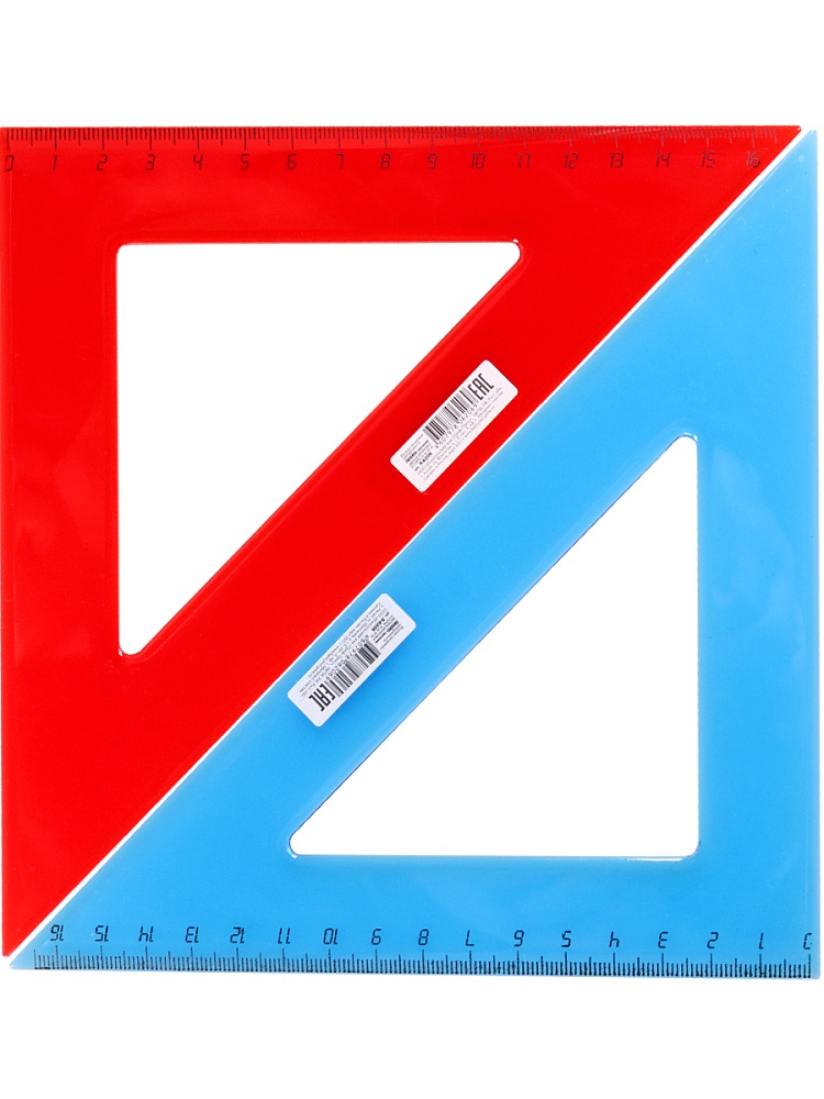 Треугольник ЦВЕТНОЕ ПРОЗРАЧНОЕ АССОРТИ (Л-6206) 16 см. 45гр.