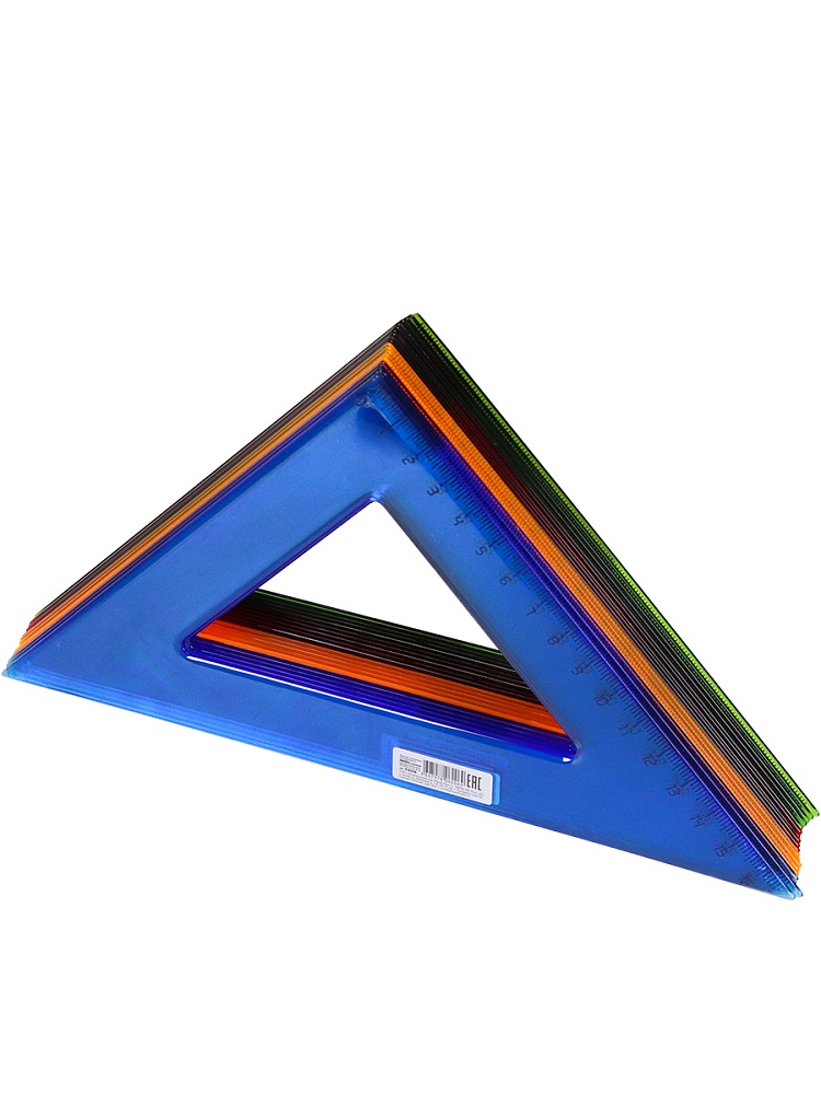 Треугольник ЦВЕТНОЕ ПРОЗРАЧНОЕ АССОРТИ (Л-6206) 16 см. 45гр.