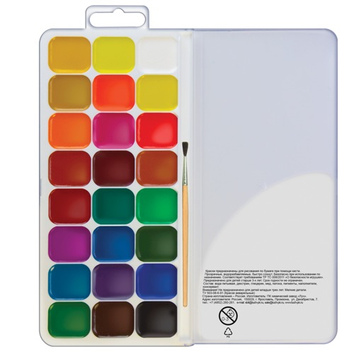 Акварель медовая КЛАССИКА, 24 цв., пл.коробка, с кистью арт.19С1295-08