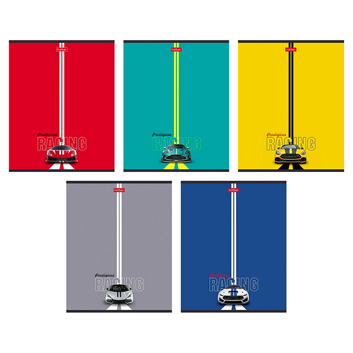 Тетрадь 48л.лин.скрепка Hatber, "Престижные гонки", пластиковая обложка