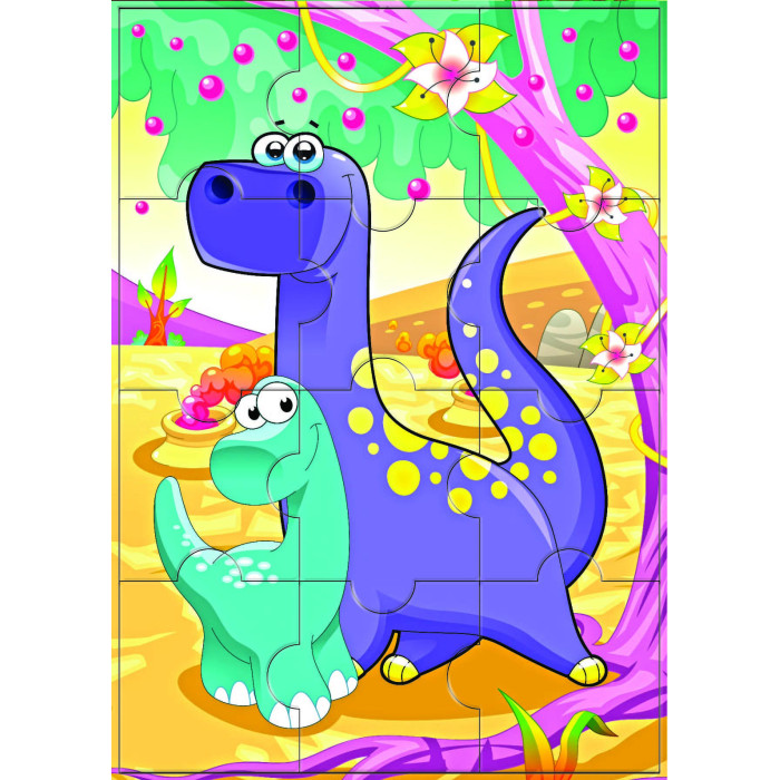 Пазлы магнитные А 4 Динозавры в лесу