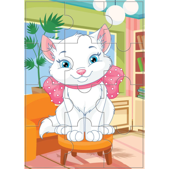 Пазлы магнитные А 4 белая кошечка