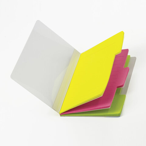 Блок-разделитель самоклеящийся (стикеры) BRAUBERG, НЕОНОВЫЙ, 148х98 мм, 3 цвета х 20 листов, пластиковая книжка, 127176